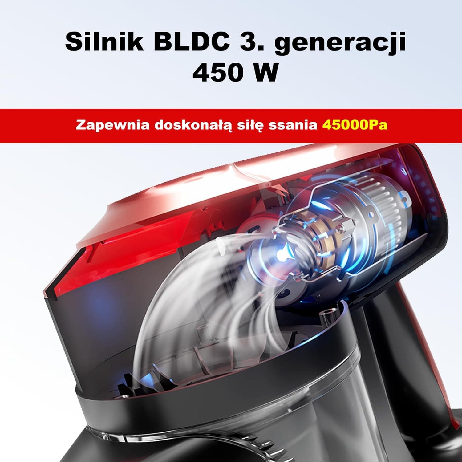 Odkurzacz pionowy mocny 450W, lekki do twardych podłóg, paneli i sierści zwierząt